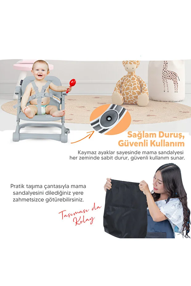 Huggy Cookie Portatif Mama Sandalyesi | Katlanabilir, Taşınabilir, Yıkanabilir
